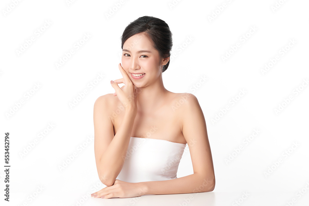 Beautiful young asian woman with clean fresh skin on white background, Face care, Facial treatment, Cosmetology, beauty and spa, Asian women portrait. Beautiful young asian woman with clean fresh skin on white background, Face care, Facial treatment, Cosmetology, beauty and spa, Asian women portrait.