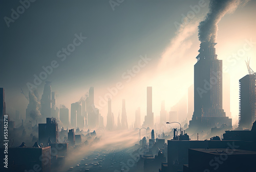 smoggy city backdrop. Generative AI