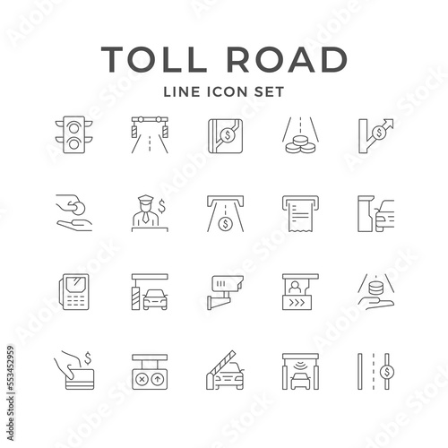 Set line icons of toll road