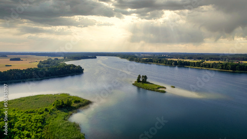 Aerial view of a small village in summer day, Travel concept, Łagów in Poland