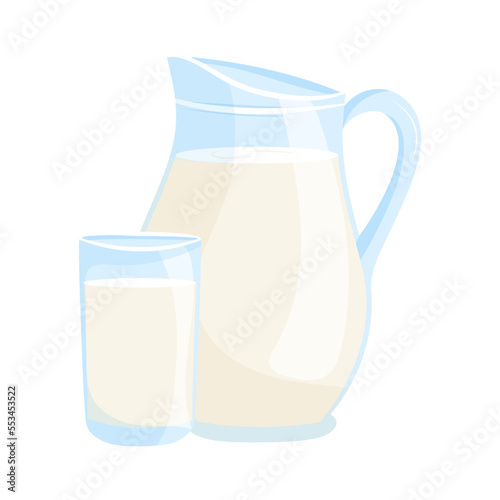 Jug and glass of milk vector illustration