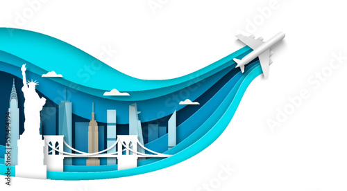 USA travel vector American city famous landmark