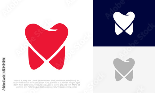 dental care, love dental logo design vector