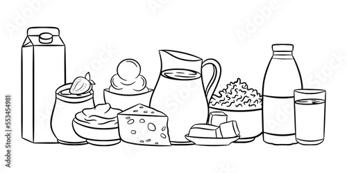 Line art dairy product set