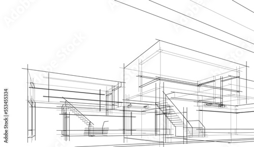 architectural sketch of a house