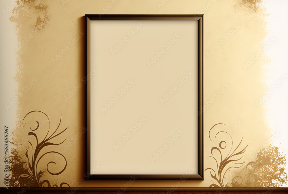Fototapeta premium wallpaper with a beige backdrop and an oily border. Generative AI