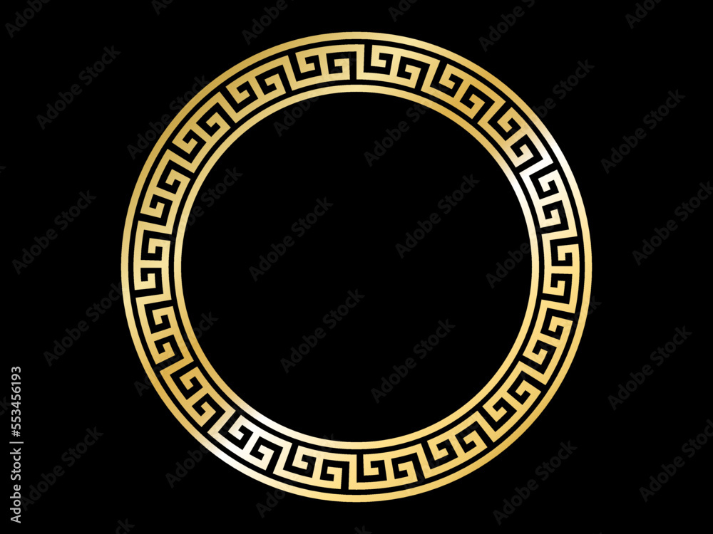 Greek Gold style border frame circle frame with seamless vector illustration Greek Gold style border frame circle frame with seamless vector illustration