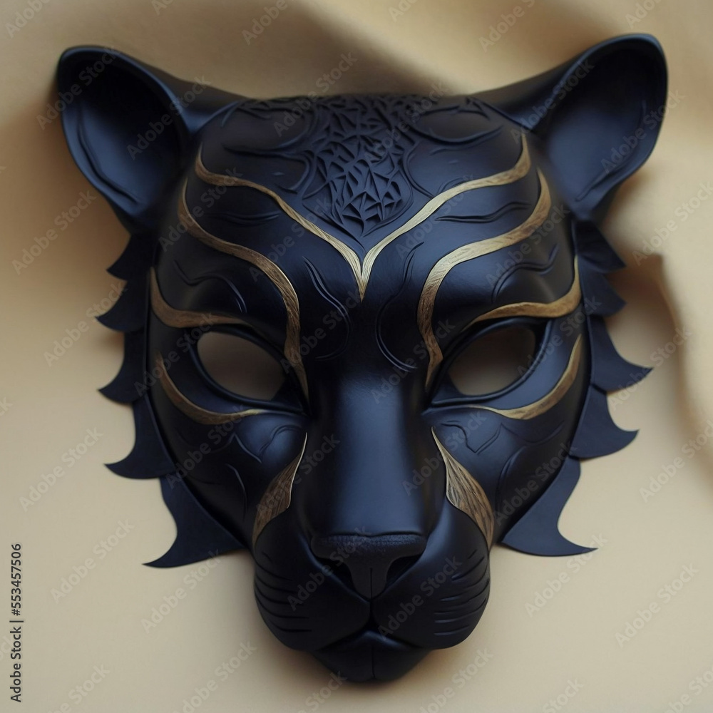 Obraz premium Black Panther Mask Full Face Mask - Generated by Generative AI