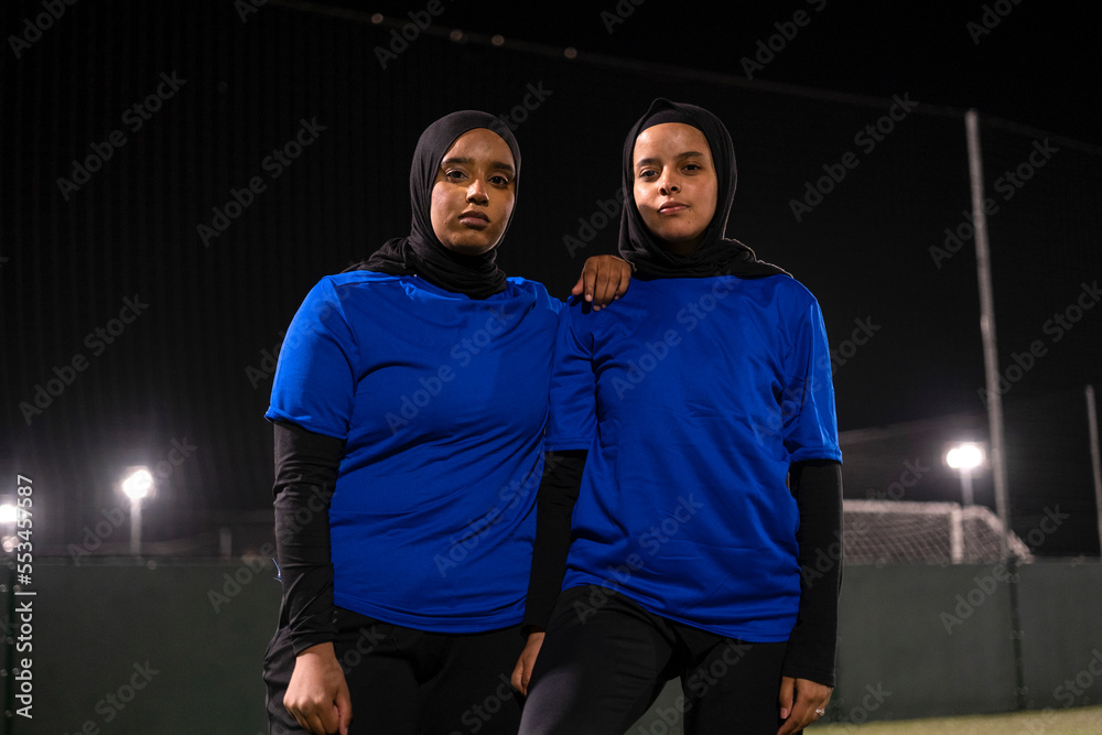 Portrait of female soccer players