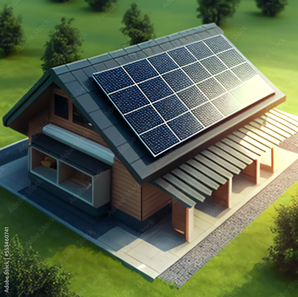 photovoltaik, sonnenkollektoren, dach, eigenheim, energiepauschale, Stock  Illustration | Adobe Stock
