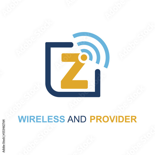 Initial Z Letter with WIFI icon for Provider service company logo design idea template