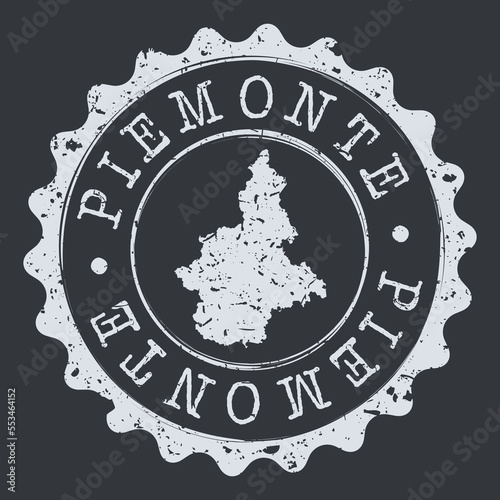 Piedmont, Italy Stamp Travel Passport. Design Retro Symbol Country. Old Vintage Postmark.