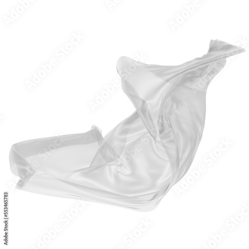 White fabric textile on wind. cloth fluttering