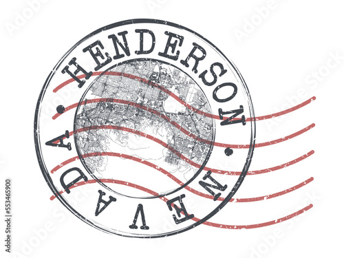 Henderson, NV, USA Stamp Map Postal. Silhouette Seal Roads and Streets. Passport Round Design. Vector Icon. Design Retro Travel National Symbol. photo
