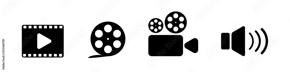 Movie equipment in modern style on white background. TV camera online. Movie equipment in modern style on white background. TV camera online.
