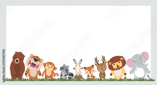 Set of Forest Animals flat background