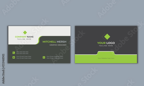 modern business card design . double sided business card design template and name card, horizontal simple clean template vector design, layout in rectangle size.