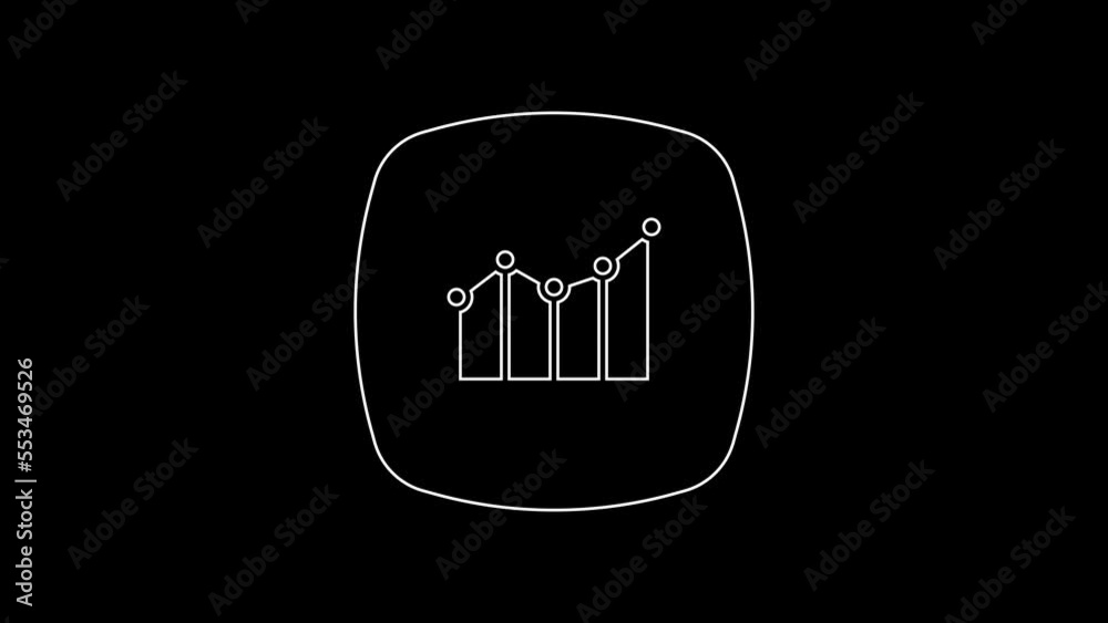 White line Financial growth increase icon isolated on black background. Increasing revenue. 4K Video motion graphic animation White line Financial growth increase icon isolated on black background. Increasing revenue. 4K Video motion graphic animation