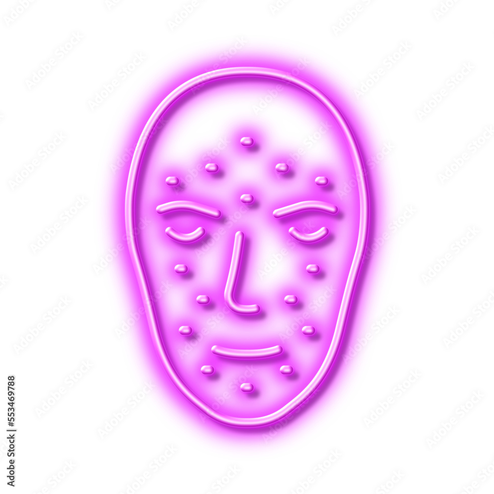 Face biometrics line icon. Facial recognition sign. Neon light effect outline icon. Face biometrics line icon. Facial recognition sign. Neon light effect outline icon.