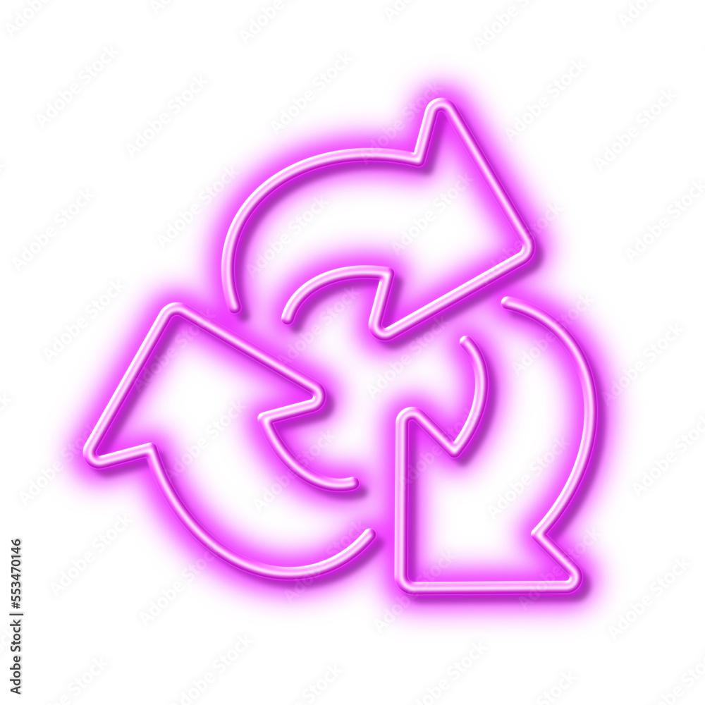 Recycle arrow line icon. Recycling waste. Neon light effect outline icon. Recycle arrow line icon. Recycling waste. Neon light effect outline icon.