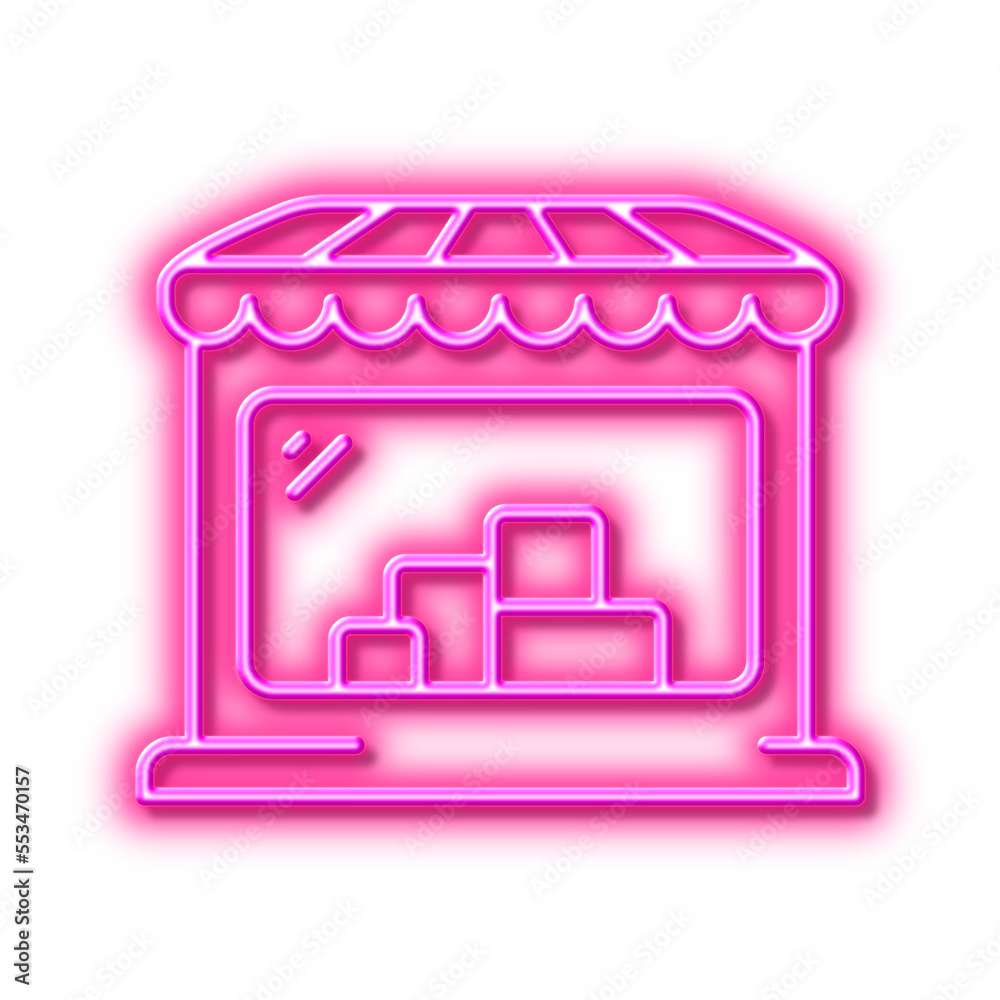 Market line icon. Wholesale store sign. Neon light effect outline icon. Market line icon. Wholesale store sign. Neon light effect outline icon.