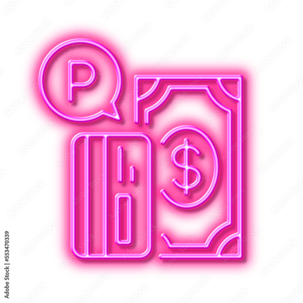 Parking payment line icon. Paid car park sign. Neon light effect outline icon. Parking payment line icon. Paid car park sign. Neon light effect outline icon.