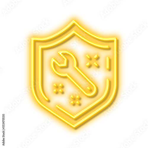 Spanner tool line icon. Repair service sign. Neon light effect outline icon.