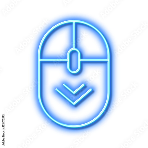 Scroll down mouse line icon. Scrolling screen sign. Swipe page. Neon light effect outline icon.