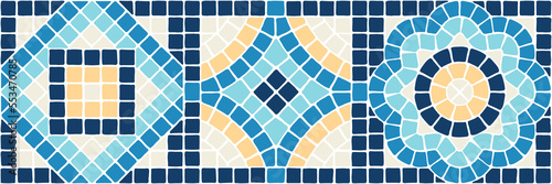 Ancient mosaic tile pattern. Decorative antique stone ornament.