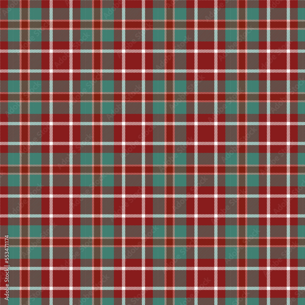 Obraz premium red and green plaid seamless vector pattern with twill weave