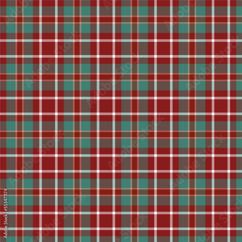 red and green plaid seamless vector pattern with twill weave