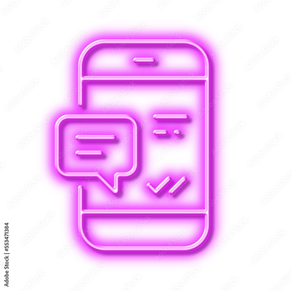 Phone Message line icon. Mobile chat sign. Neon light effect outline icon. Phone Message line icon. Mobile chat sign. Neon light effect outline icon.