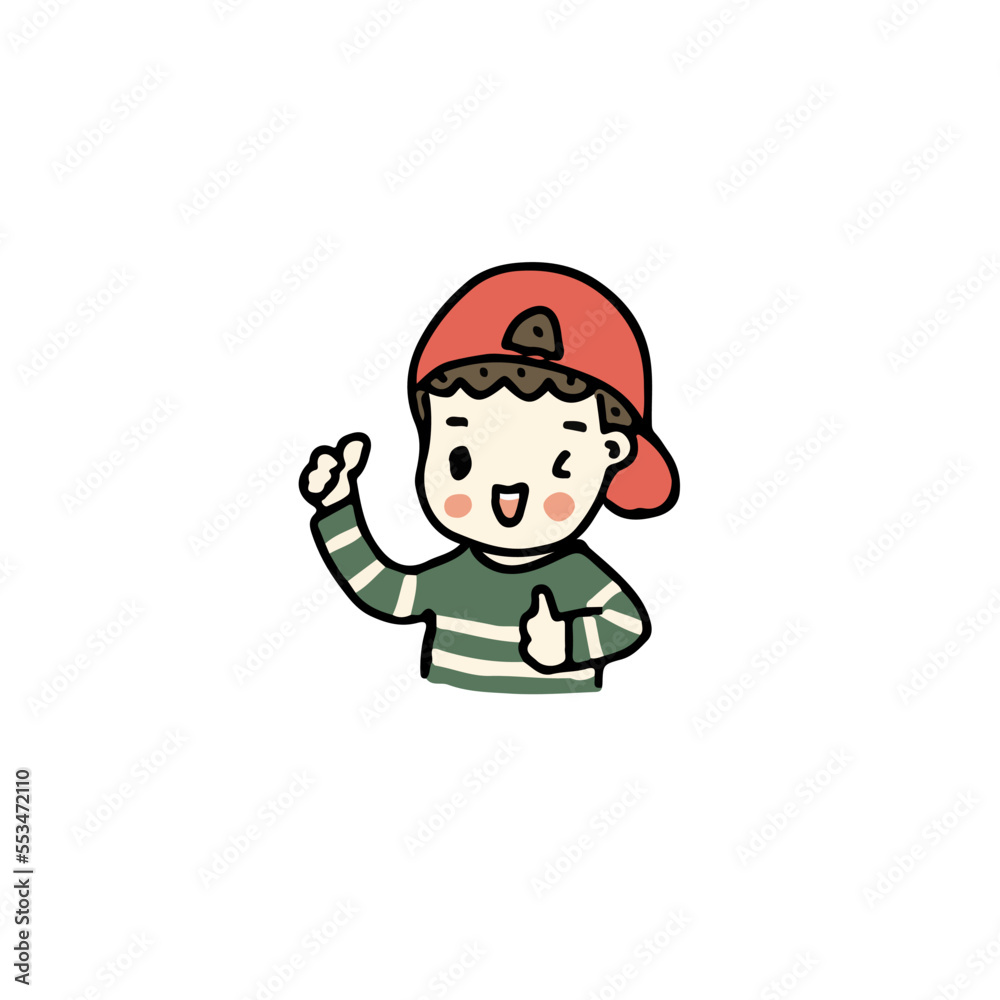 illustration of boy is laughing and showing thumbs up, Isolated on white background. illustration of boy is laughing and showing thumbs up, Isolated on white background.