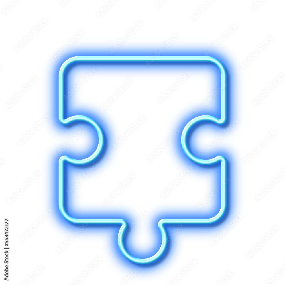 Puzzle piece line icon. Jigsaw game shape sign. Neon light effect outline icon. Puzzle piece line icon. Jigsaw game shape sign. Neon light effect outline icon.