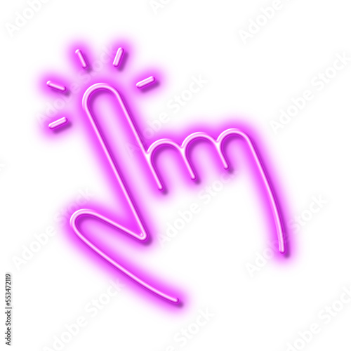 Hand cursor line icon. Click action sign. Neon light effect outline icon.