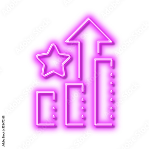 Ranking star line icon. Stars rating sign. Best stats rank. Neon light effect outline icon.