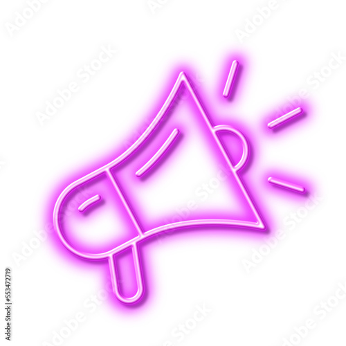 Megaphone line icon. Advertisement device sign. Brand ambassador. Neon light effect outline icon.