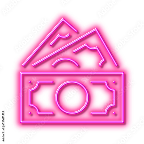 Money line icon. Cash banknotes sign. Neon light effect outline icon.