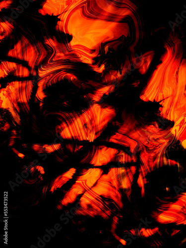 Red and Orange  jittery cinematic paint liquid spread abstract vivid background wallpaper graphic art