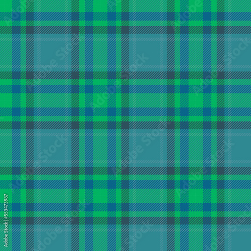 blue & green plaid seamless vector pattern with twill weave
