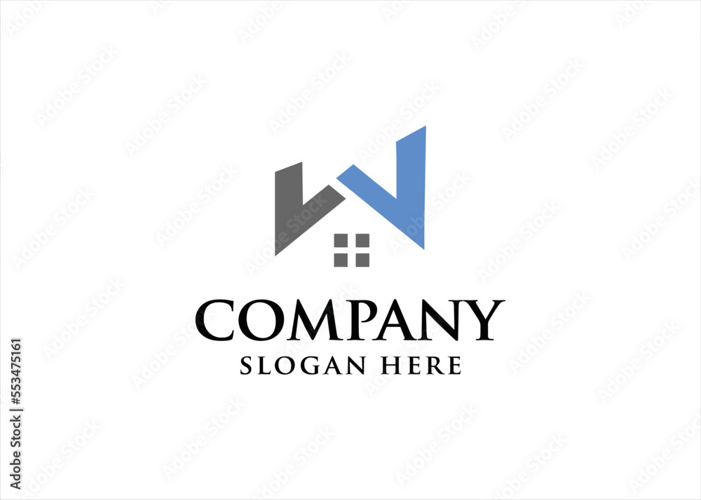 w logo design home concept for architect roof construction and property business w logo design home concept for architect roof construction and property business