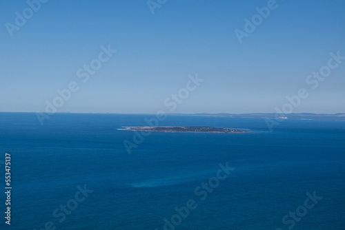 birds eye view of island from mountain 