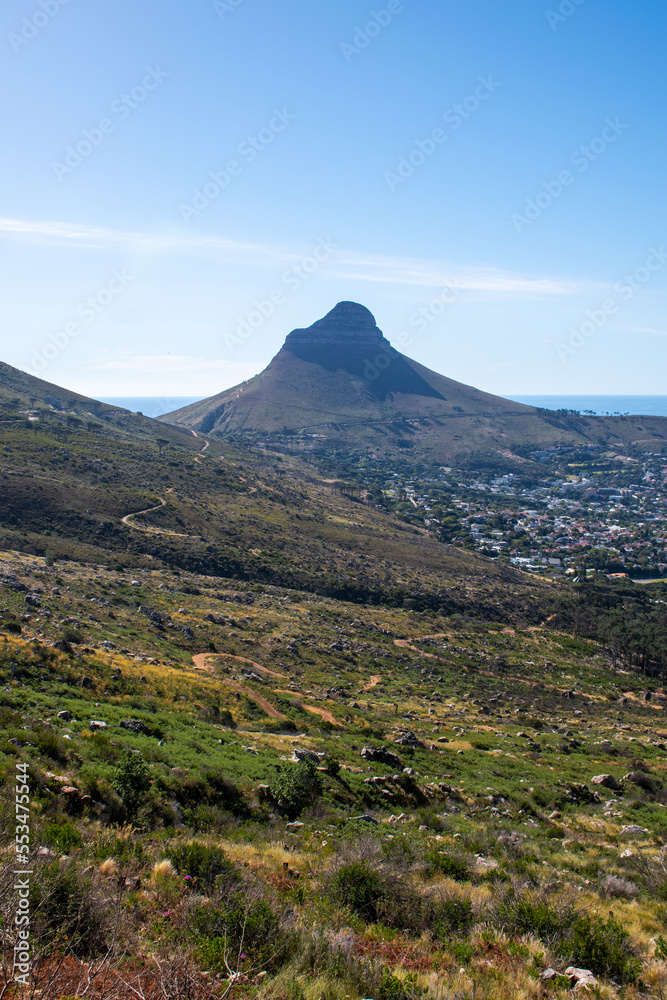 landscape of lionshead mountain and city taken from tablemountain