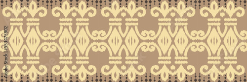 Ethnic ikat print batik textile seamless pattern digital vector design for Print saree Kurti Borneo Fabric border brush symbols swatches designer