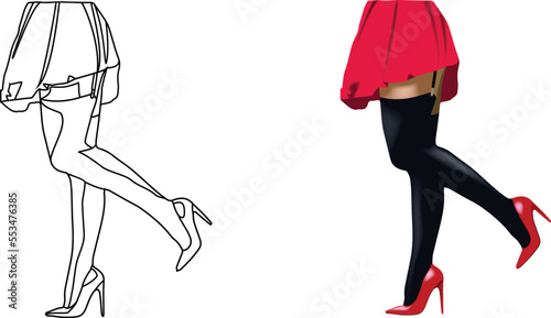 Female legs with red heeled shoes-