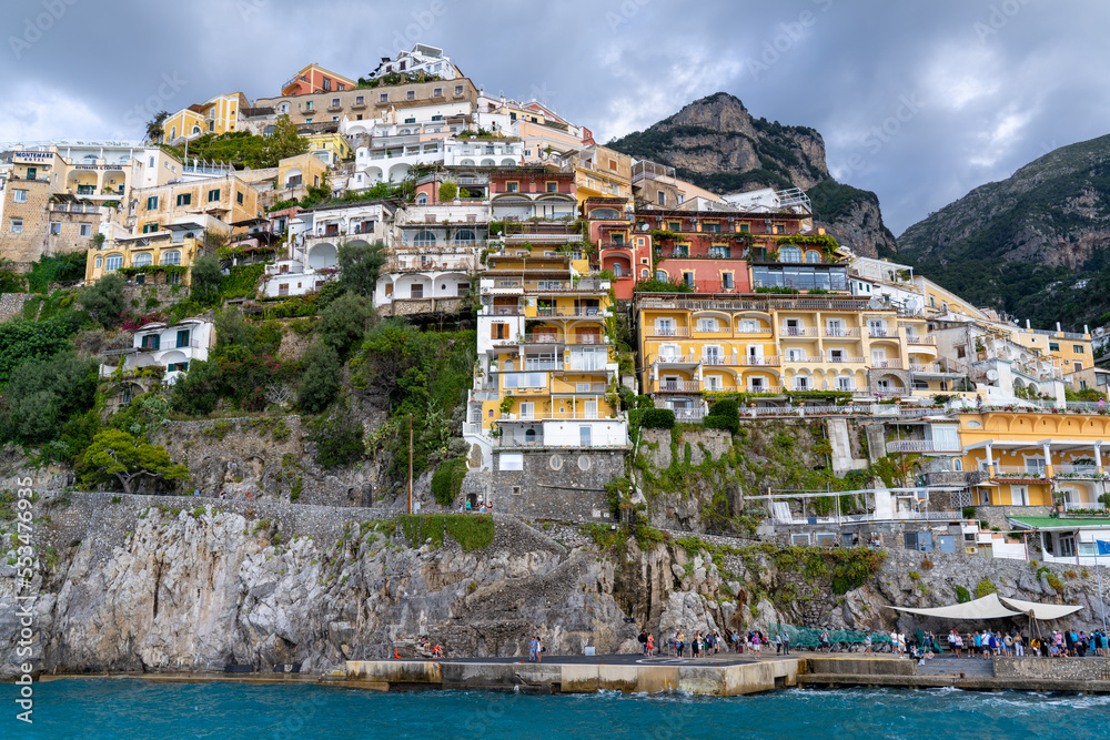 Homes and Buildings overlooking the Water in Positano Italy