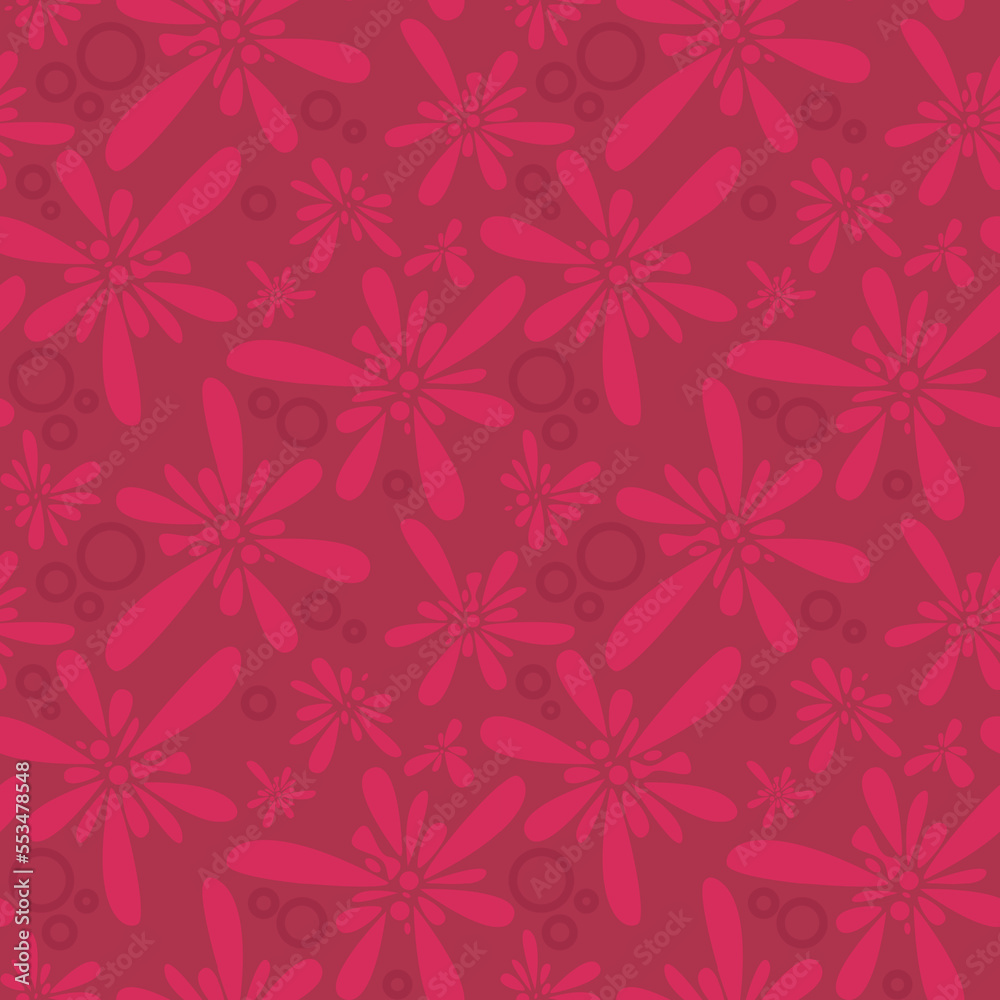 Vector Rose magenta wallpaper with flowers. Looped background pattern in Pantone color of the next 2023 year.