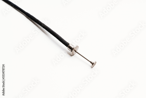 Trigger cable on a white background. photo equipment.