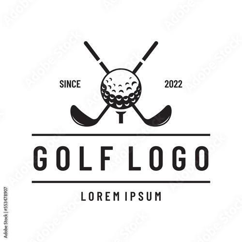 Golf ball and golf club logo design. Logo for professional golf team, golf club, tournament, business, event.