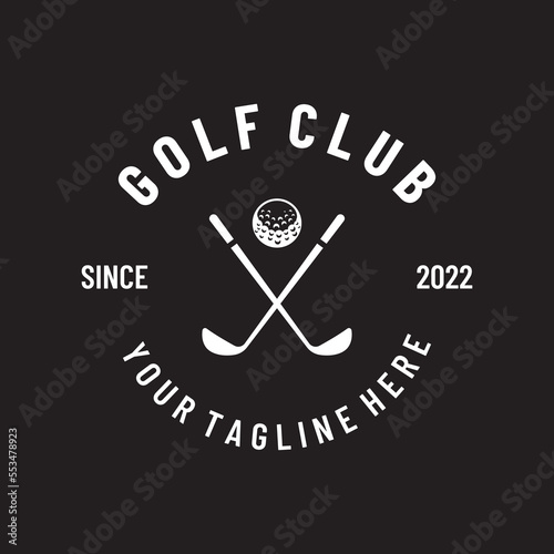 Golf ball and golf club logo design. Logo for professional golf team, golf club, tournament, business, event.
